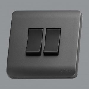 Orange 2Gang 2Way Switch - Black Matt with Gun Metallic Matt Surround
