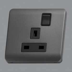 Orange Single Switched Socket Outlet 13A Gun Metallic